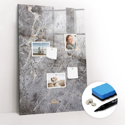 Wandbord van glas magnetisch en uitwisbaar Donker marmer