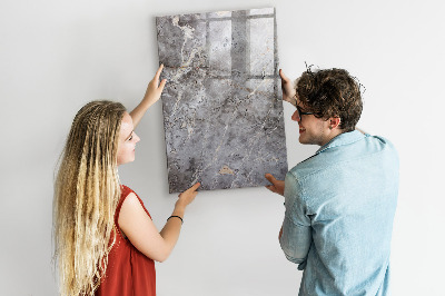 Wandbord van glas magnetisch en uitwisbaar Donker marmer
