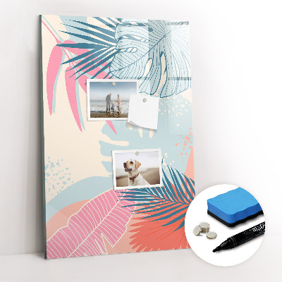 Magnetisch memobord van glas voor aan de muur Pastelkleurige bladeren