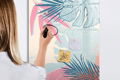 Magnetisch memobord van glas voor aan de muur Pastelkleurige bladeren