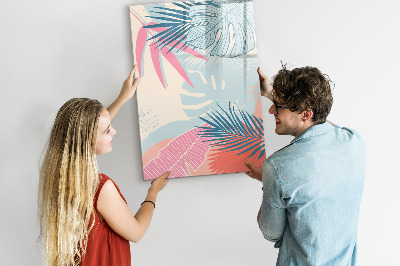 Magnetisch memobord van glas voor aan de muur Pastelkleurige bladeren