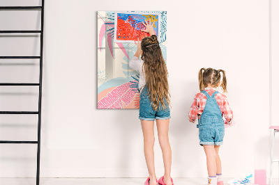 Magnetisch memobord van glas voor aan de muur Pastelkleurige bladeren