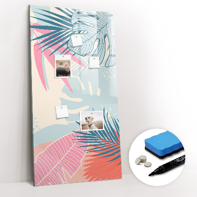 Magnetisch memobord van glas voor aan de muur Pastelkleurige bladeren