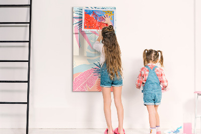 Magnetisch memobord van glas voor aan de muur Pastelkleurige bladeren