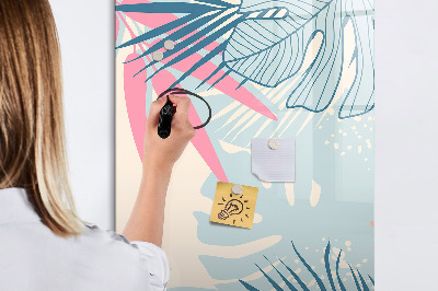 Magnetisch memobord van glas voor aan de muur Pastelkleurige bladeren