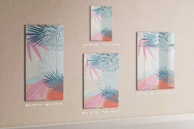 Magnetisch memobord van glas voor aan de muur Pastelkleurige bladeren