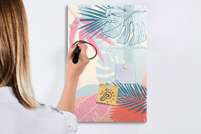 Magnetisch memobord van glas voor aan de muur Pastelkleurige bladeren