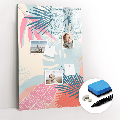 Magnetisch memobord van glas voor aan de muur Pastelkleurige bladeren