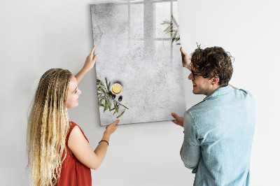 Glazen magneetbord met decoratieve print Beton en olijven