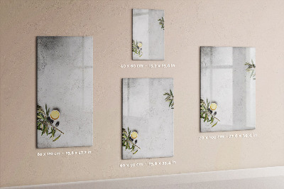 Glazen magneetbord met decoratieve print Beton en olijven