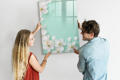 Glazen magneetbord met decoratieve print Bloeiende bloemen
