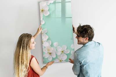 Glazen magneetbord met decoratieve print Bloeiende bloemen