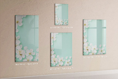 Glazen magneetbord met decoratieve print Bloeiende bloemen