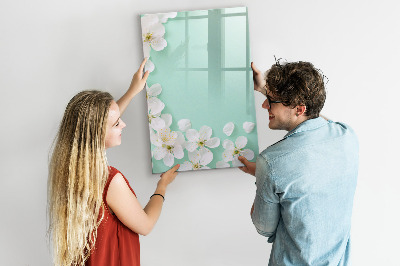 Glazen magneetbord met decoratieve print Bloeiende bloemen