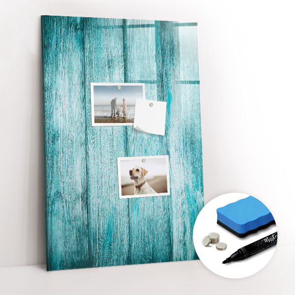 Wandbord van glas magnetisch en uitwisbaar Blauw hout