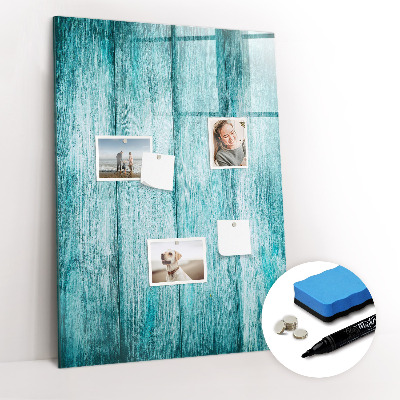Wandbord van glas magnetisch en uitwisbaar Blauw hout
