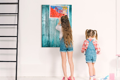 Wandbord van glas magnetisch en uitwisbaar Blauw hout