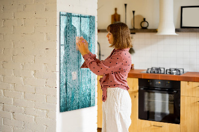 Wandbord van glas magnetisch en uitwisbaar Blauw hout