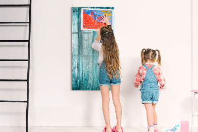 Wandbord van glas magnetisch en uitwisbaar Blauw hout