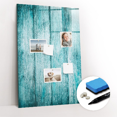 Wandbord van glas magnetisch en uitwisbaar Blauw hout
