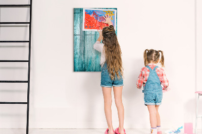 Wandbord van glas magnetisch en uitwisbaar Blauw hout