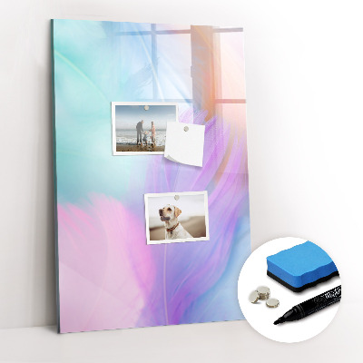Magnetisch memobord van glas voor aan de muur Pastelkleurige veren