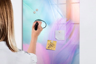 Magnetisch memobord van glas voor aan de muur Pastelkleurige veren