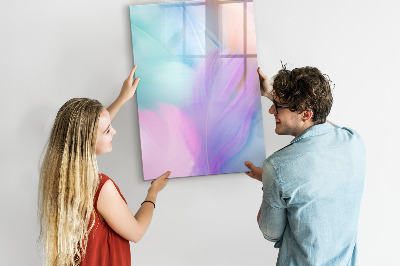 Magnetisch memobord van glas voor aan de muur Pastelkleurige veren