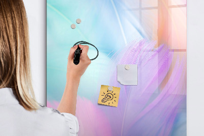 Magnetisch memobord van glas voor aan de muur Pastelkleurige veren