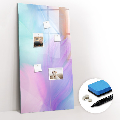 Magnetisch memobord van glas voor aan de muur Pastelkleurige veren
