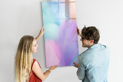 Magnetisch memobord van glas voor aan de muur Pastelkleurige veren