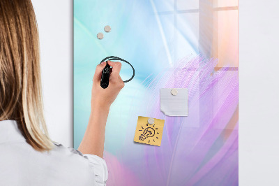 Magnetisch memobord van glas voor aan de muur Pastelkleurige veren