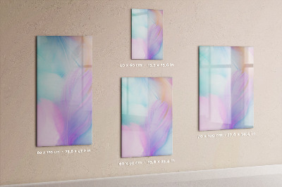 Magnetisch memobord van glas voor aan de muur Pastelkleurige veren