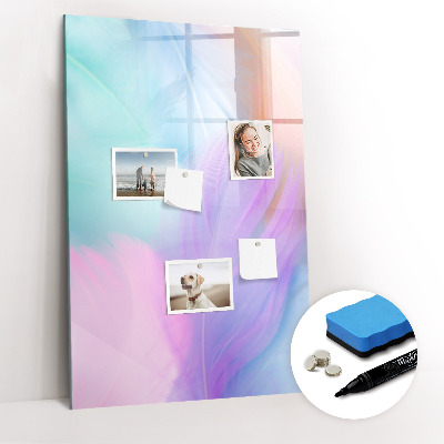 Magnetisch memobord van glas voor aan de muur Pastelkleurige veren