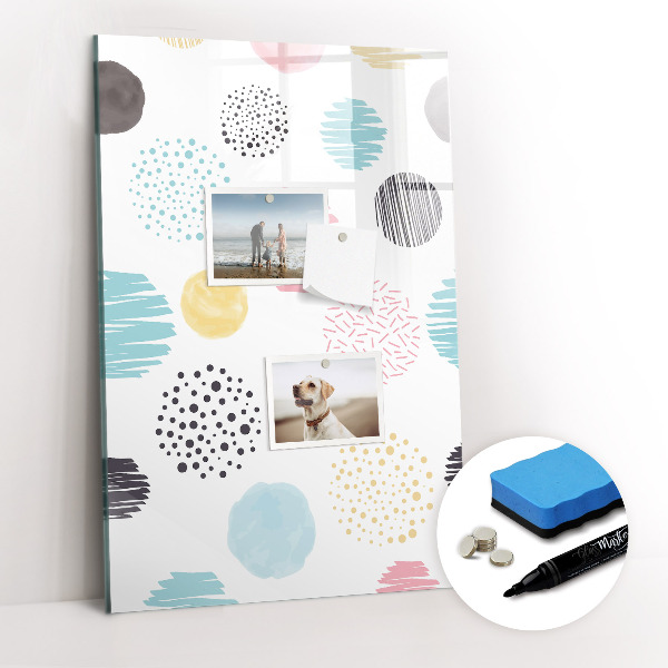 Glazen magneetbord met decoratieve print Gekleurde cirkels