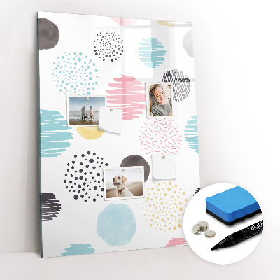 Glazen magneetbord met decoratieve print Gekleurde cirkels