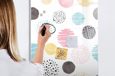 Glazen magneetbord met decoratieve print Gekleurde cirkels