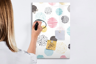 Glazen magneetbord met decoratieve print Gekleurde cirkels