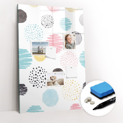 Glazen magneetbord met decoratieve print Gekleurde cirkels