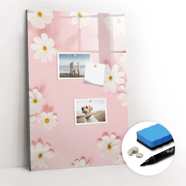 Magnetisch memobord van glas voor aan de muur Bloemen