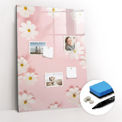 Magnetisch memobord van glas voor aan de muur Bloemen
