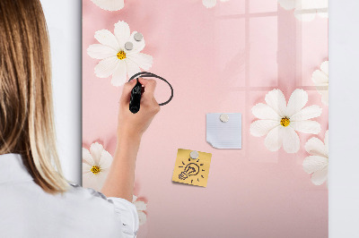 Magnetisch memobord van glas voor aan de muur Bloemen