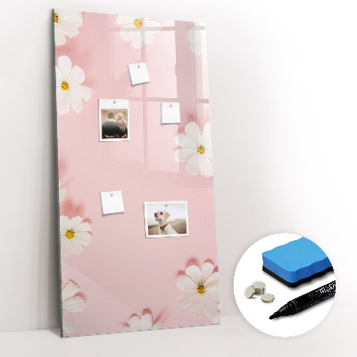 Magnetisch memobord van glas voor aan de muur Bloemen
