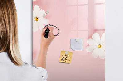 Magnetisch memobord van glas voor aan de muur Bloemen