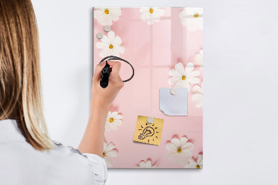 Magnetisch memobord van glas voor aan de muur Bloemen