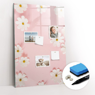 Magnetisch memobord van glas voor aan de muur Bloemen