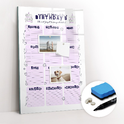 Magnetisch memobord van glas voor aan de muur Geboorteplaats