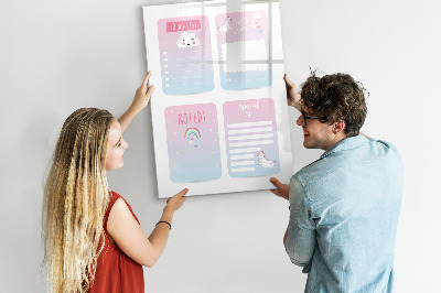 Magnetisch memobord van glas voor aan de muur Eenhoorn Planner