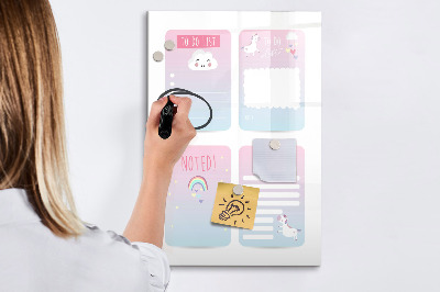 Magnetisch memobord van glas voor aan de muur Eenhoorn Planner