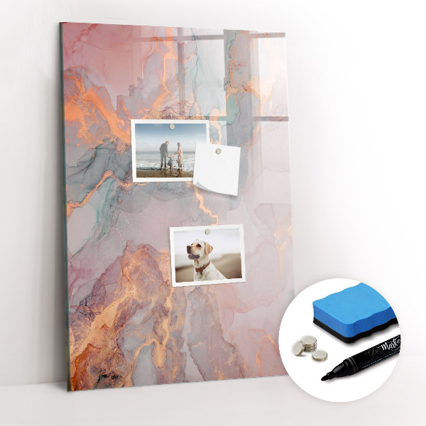 Glazen magneetbord met decoratieve print Marmer